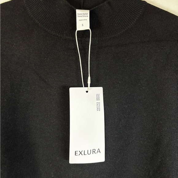 EXLURA Black Mock Neck Sweater Women Size S Long Sleeve Knit NWT - Picture 5 of 7